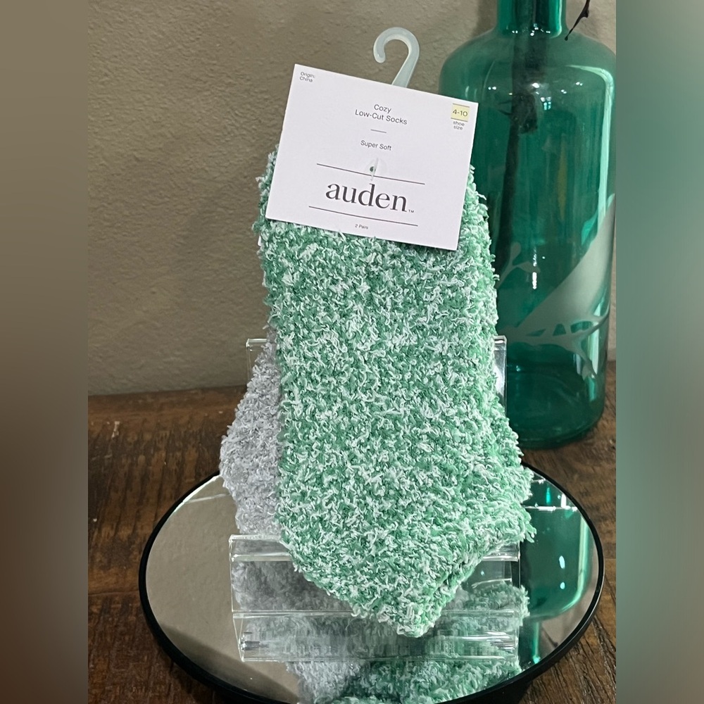 Auden Fuzzy Low-Cut Socks, two pair, new!